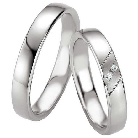 Samboerringer i sølv, 4 mm. SØLV MED DIAMANT - 4808085 Samboerringer i sølv, 4 mm. SØLV MED DIAMANT - 4808085