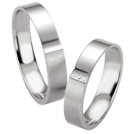 Samboerringer i sølv, 4.5 mm. SØLV MED DIAMANT - 4808083 Samboerringer i sølv, 4.5 mm. SØLV MED DIAMANT - 4808083