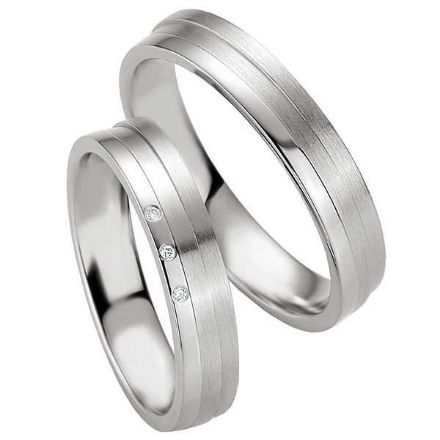 Samboerringer i sølv, 4.5 mm. SØLV MED DIAMANT - 4808077 Samboerringer i sølv, 4.5 mm. SØLV MED DIAMANT - 4808077