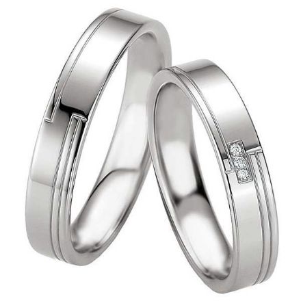 Samboerringer i sølv, 4.5 mm. SØLV MED DIAMANT - 4808067 Samboerringer i sølv, 4.5 mm. SØLV MED DIAMANT - 4808067