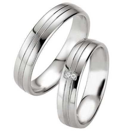 Samboerringer i sølv, 5 mm. SØLV MED DIAMANT - 4808069 Samboerringer i sølv, 5 mm. SØLV MED DIAMANT - 4808069