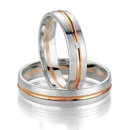 Gifteringer i hvitt & rødt gull 14 kt, 4.5 mm. Smart line - 4807055 Gifteringer i hvitt & rødt gull 14 kt, 4.5 mm. Smart line - 4807055