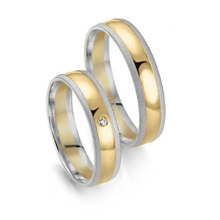 Gifteringer i hvitt og gult gull 14 kt, 5 mm. Smart line - 4807059 Gifteringer i hvitt og gult gull 14 kt, 5 mm. Smart line - 4807059