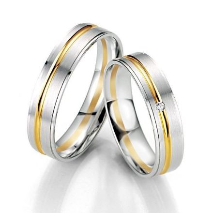 Gifteringer i hvitt og gult gull 14 kt, 5 mm. Smart line - 4807067 Gifteringer i hvitt og gult gull 14 kt, 5 mm. Smart line - 4807067