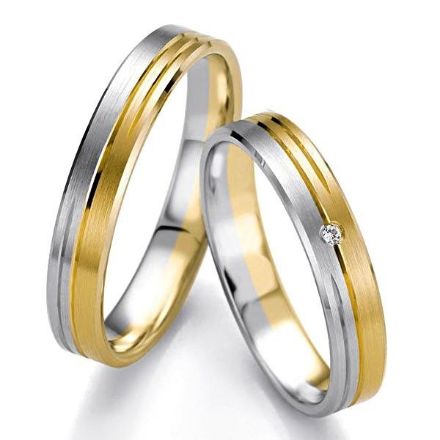 Gifteringer i hvitt og gult gull 14 kt, 4 mm. Smart line - 48070970 Gifteringer i hvitt og gult gull 14 kt, 4 mm. Smart line - 48070970