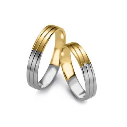 Gifteringer i hvitt og gult gull 14 kt, 4 mm. Smart line - 4807103 Gifteringer i hvitt og gult gull 14 kt, 4 mm. Smart line - 4807103