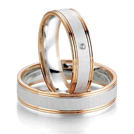 Gifteringer i hvitt og rødt gull 14 kt, 5 mm. Smart line - 4807071 Gifteringer i hvitt og rødt gull 14 kt, 5 mm. Smart line - 4807071