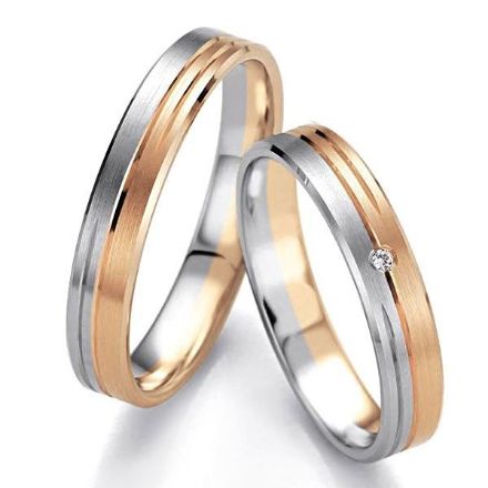 Gifteringer i hvitt og rødt gul gull 9 kt, 3 mm. Smart line - 4807097 Gifteringer i hvitt og rødt gul gull 9 kt, 3 mm. Smart line - 4807097