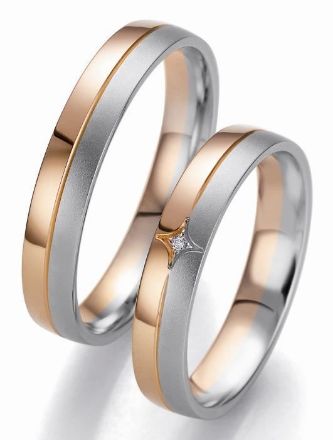 Gifteringer i hvitt og rødt gull 14 kt, 4 mm. Smart line - 4807099 Gifteringer i hvitt og rødt gull 14 kt, 4 mm. Smart line - 4807099