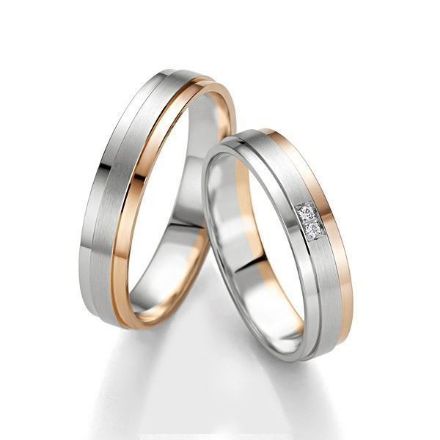 Gifteringer i hvitt og rødt gull 14 kt, 4.5 mm. Slim line - 4807143 Gifteringer i hvitt og rødt gull 14 kt, 4.5 mm. Slim line - 4807143