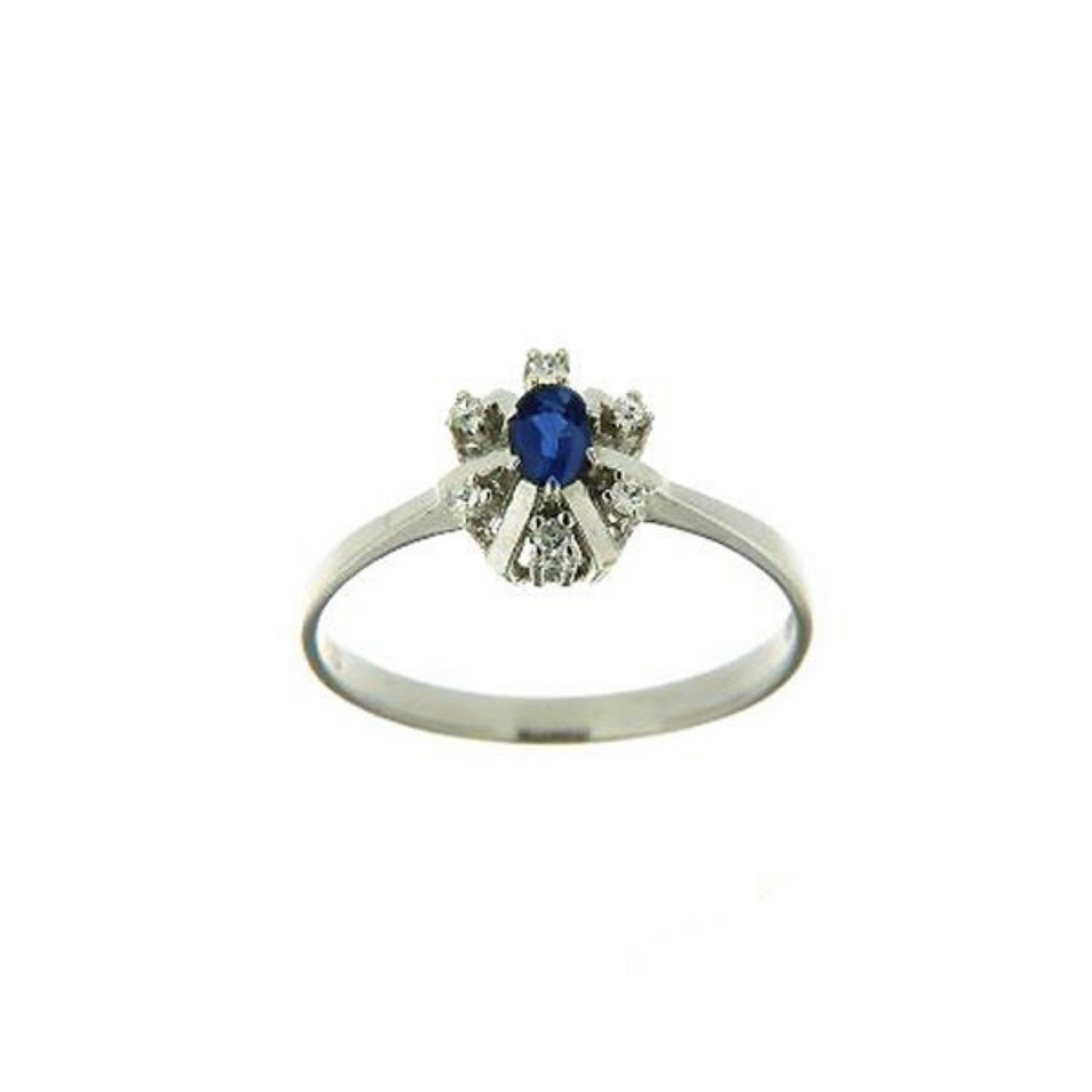 Bilde av Diamantring i hvitt gull med 0,06 ct W-Si og safir -570286