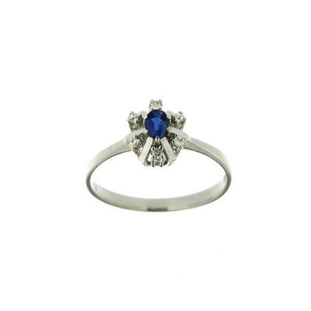 Vis detaljer for Diamantring i hvitt gull med 0,06 ct W-Si og safir -570286 Bilde av Diamantring i hvitt gull med 0,06 ct W-Si og safir -570286