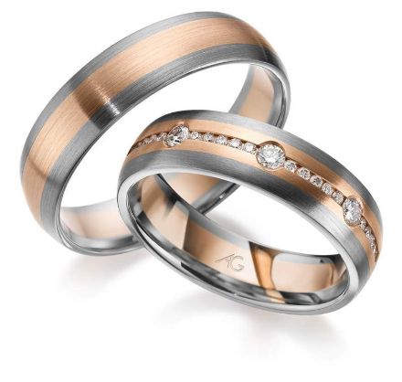 Gifteringer i palladium 500 & rødt gull 14 kt, 5.5 mm. GERSTNER - 28721 Gifteringer i palladium 500 & rødt gull 14 kt, 5.5 mm. GERSTNER - 28721