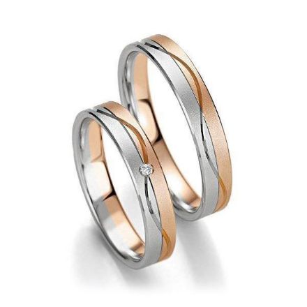 Gifteringer i hvitt og rødt gull 9kt, 4 mm. Slim  line - 24807135 Gifteringer i hvitt og rødt gull 9kt, 4 mm. Slim  line - 24807135