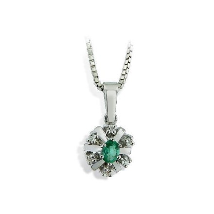 Diamantsmykke med 0,06 ct W-Si og smaragd-27058 Diamantsmykke med 0,06 ct W-Si og smaragd-27058