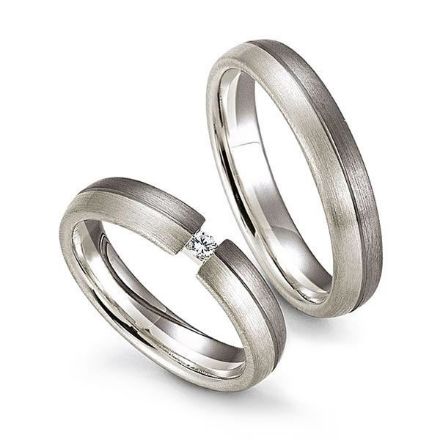 Gifteringer i palladium 500 & hvitt gull 9 kt, 5 mm. GERSTNER - 128344 Gifteringer i palladium 500 & hvitt gull 9 kt, 5 mm. GERSTNER - 128344