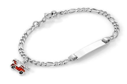 Armbånd Rød brannbil i sølv  Armbånd Rød brannbil i sølv
