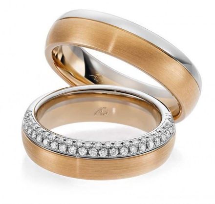 Gifteringer i hvitt & rosé gull 14 kt, 4.5 mm. GERSTNER - 28609 Gifteringer i hvitt & rosé gull 14 kt, 4.5 mm. GERSTNER - 28609