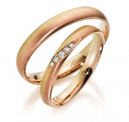 Gifteringer i gult & rødt gull 14 kt, 3 mm. GERSTNER - 28731 Gifteringer i gult & rødt gull 14 kt, 3 mm. GERSTNER - 28731