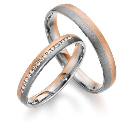 Gifteringer i hvitt & rødt gull 14 kt, 3.5 mm. GERSTNER - 28726 Gifteringer i hvitt & rødt gull 14 kt, 3.5 mm. GERSTNER - 28726