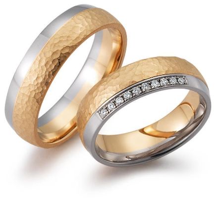 Gifteringer i hvitt & rose gull 14kt, 8 mm. GERSTNER - 28167 Gifteringer i hvitt & rose gull 14kt, 8 mm. GERSTNER - 28167
