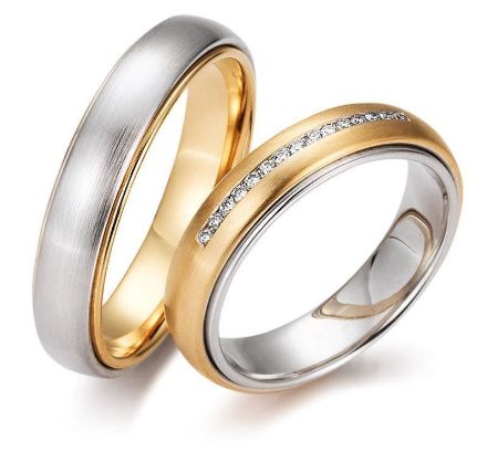 Gifteringer i  hvitt & rosé gull 14kt, 5 mm. GERSTNER - 28376 Gifteringer i  hvitt & rosé gull 14kt, 5 mm. GERSTNER - 28376