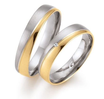 Gifteringer i hvitt & gult gull 14kt, 4,5 mm. GETTMANN - 834345 Gifteringer i hvitt & gult gull 14kt, 4,5 mm. GETTMANN - 834345