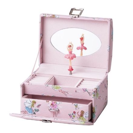 Smykkeskrin med ballerina, rosa/hvitt - 34065-2 Smykkeskrin med ballerina, rosa/hvitt - 34065-2