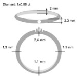 Alliansering i hvitt gull med 0,05 ct diamant- 8501005