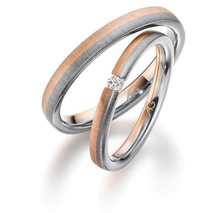 Gifteringer i hvitt & rødt gull 14 kt, 2.5 mm & 3 mm. GERSTNER - 28727 Gifteringer i hvitt & rødt gull 14 kt, 2.5 mm & 3 mm. GERSTNER - 28727