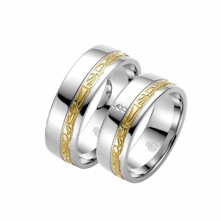 Gifteringer i stål & gult gull, 7 mm. RAUSCHMAYER - 1160039 Gifteringer i stål & gult gull, 7 mm. RAUSCHMAYER - 1160039