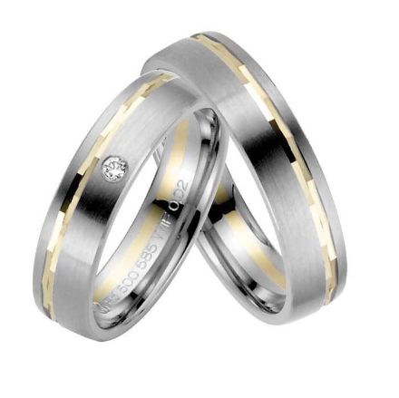 Gifteringer i palladium & gult gull, 5 mm. RAUSCHMAYER - 1150916 Gifteringer i palladium & gult gull, 5 mm. RAUSCHMAYER - 1150916