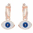 Swarovski Symbolic Evil Eye Hoop Pierced Earrings, Blue, Rose-gold tone plated øredobber - 5425857
