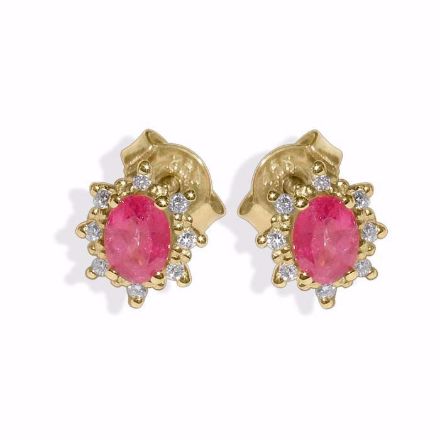 Diamantøredobber i gull med 0,05 ct W-P1 og rubiner - 34515910 Diamantøredobber i gull med 0,05 ct W-P1 og rubiner - 34515910