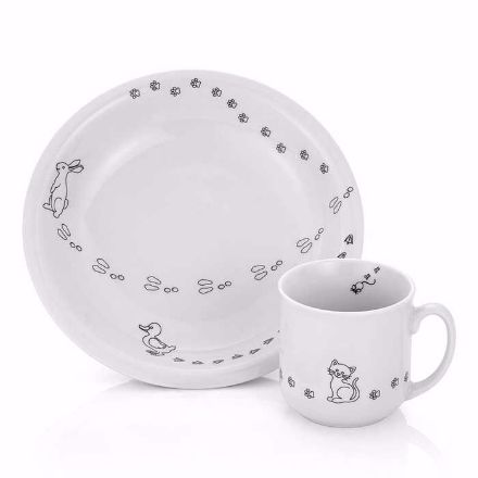 Spor porselenssett. Krus, tallerken - 675 Spor porselenssett. Krus, tallerken - 675