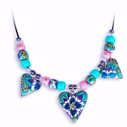 Håndlaget collier, blå hjerter - 2802070  Håndlaget collier, blå hjerter - 2802070