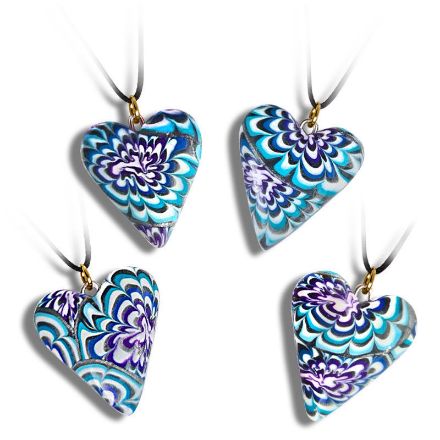 Hjertesmykke Krysantemum, blått, håndlaget -28020691 Hjertesmykke Krysantemum, blått, håndlaget -28020691