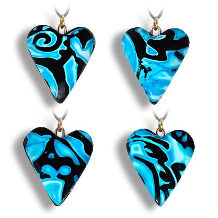 Hjertesmykke Hidden Magic, blått, håndlaget -28020696  Hjertesmykke Hidden Magic, blått, håndlaget -28020696