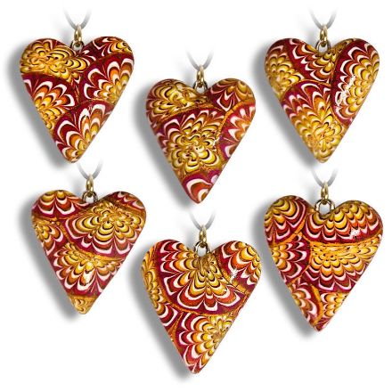 Hjertesmykke Krysantemum, burgunder og oransje, håndlaget -28020697 Hjertesmykke Krysantemum, burgunder og oransje, håndlaget -28020697