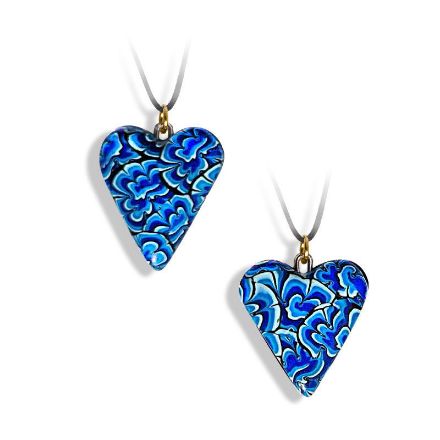 Hjertesmykke Krysantemum, blått, håndlaget -28020699 Hjertesmykke Krysantemum, blått, håndlaget -28020699