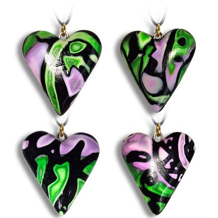 Hjertesmykke Hidden Magic, grønn & lilla, håndlaget -28020703 Hjertesmykke Hidden Magic, grønn & lilla, håndlaget -28020703