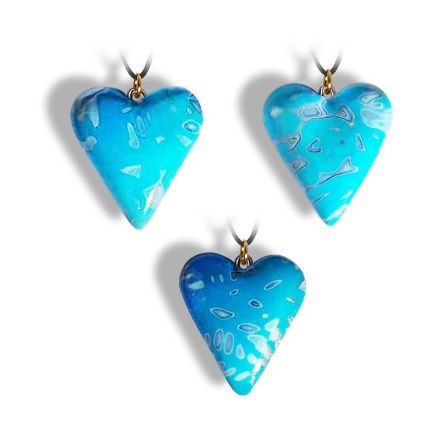 Hjertesmykke Blå hjerte, håndlaget -28020713-2 Hjertesmykke Blå hjerte, håndlaget -28020713-2