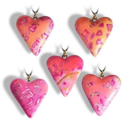 Hjertesmykke Rosa-oransje hjerte, håndlaget -28020714 Hjertesmykke Rosa-oransje hjerte, håndlaget -28020714