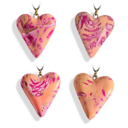 Hjertesmykke Rosa-oransje, håndlaget 25x23 mm -28020717 Hjertesmykke Rosa-oransje, håndlaget 25x23 mm -28020717