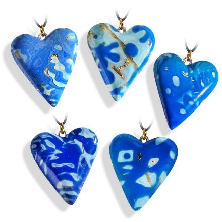 Hjertesmykke blå, håndlaget 25x23 mm-28020719 Hjertesmykke blå, håndlaget 25x23 mm-28020719