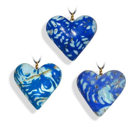 Hjertesmykke blå, håndlaget 34x34 mm-28020722 Hjertesmykke blå, håndlaget 34x34 mm-28020722