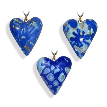 Hjertesmykke blå, håndlaget 25x23 mm-28020723 Hjertesmykke blå, håndlaget 25x23 mm-28020723