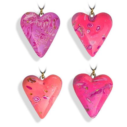 Hjertesmykke Rosa, håndlaget 25x23 mm -28020724 Hjertesmykke Rosa, håndlaget 25x23 mm -28020724