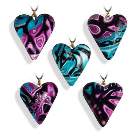 Hjertesmykke lilla &turkis, 25x23 mm, med snor -28020725 Hjertesmykke lilla &turkis, 25x23 mm, med snor -28020725