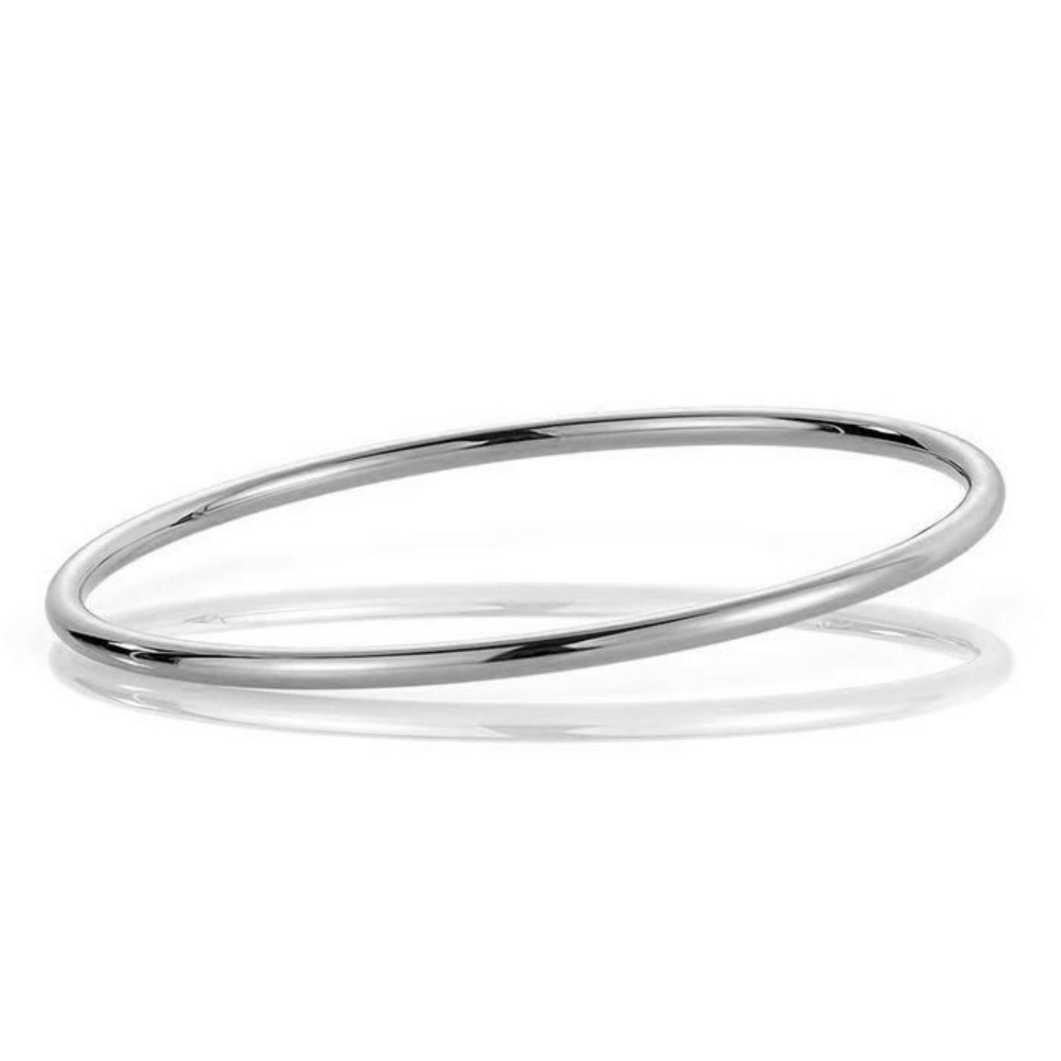 Armbånd gull. Classic armring rund profil, hvitt gull 14 kt, 3 mm - 02HV3065